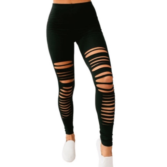 Pants - Black distressed leggings